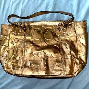 Coach Metallica Gold East West Signature Tote